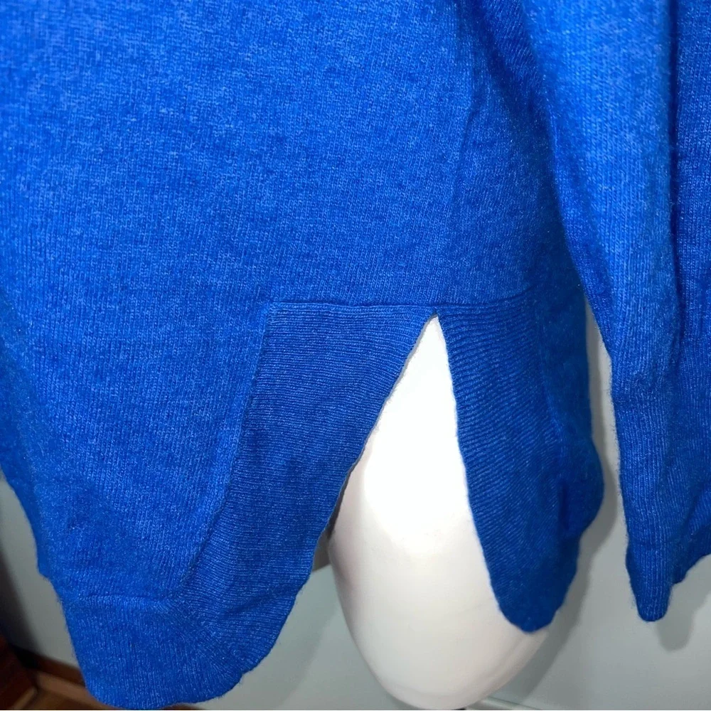 J.Crew Blue Merino Wool Blend Sweater Side Slit Hem Size Large
